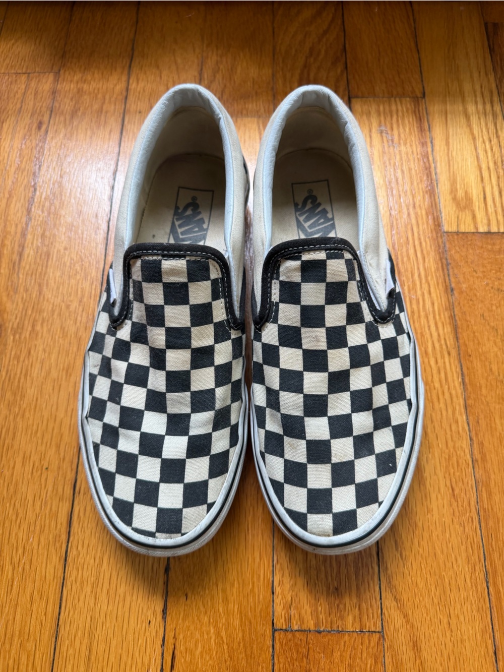 Vans Kids Checkerboard Slip-On Sneakers in Black and White